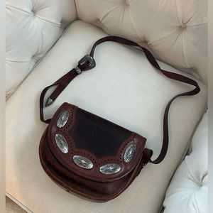 BRIGHTON VTG Crossbody Brown Leather Western Bag Purse